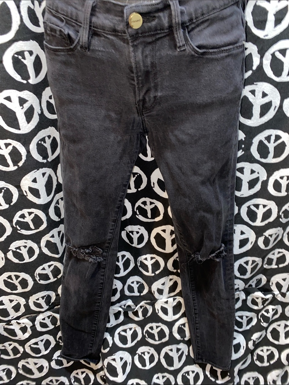 FRAME DISTRESSED DENIM BLACK JEANS SZ 27